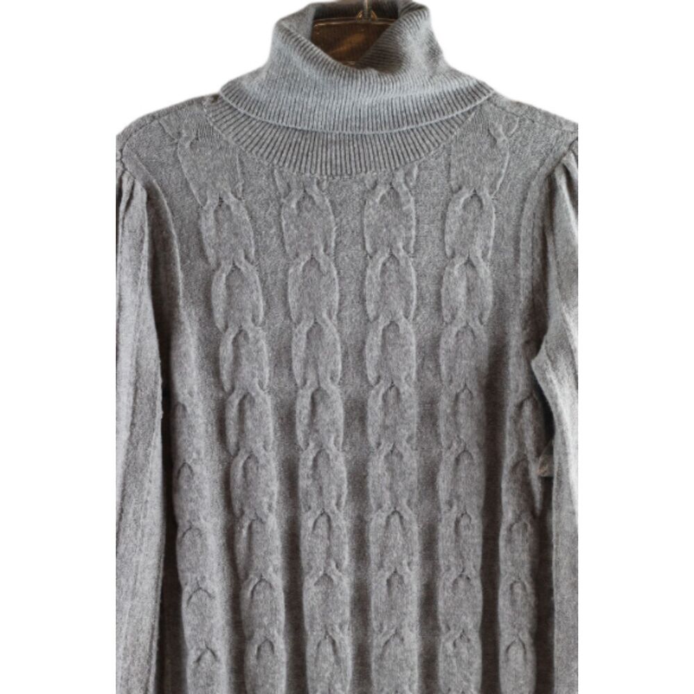 Peyton Parker Gray Women's Cable Knit Sweater Dress Pullover XS 028